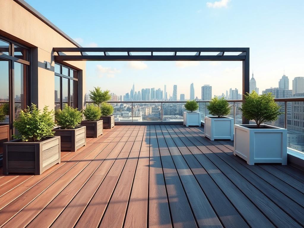 Deck em terraço com vista para a cidade